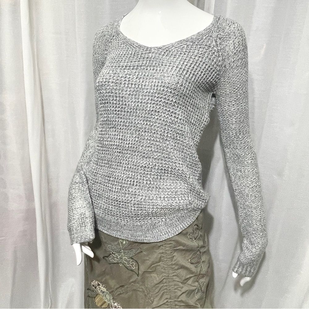 Freshman Grey waffle thermal knit pullover basic sweater size XS